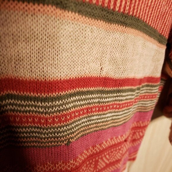 Chaps Denim Womens Tan Striped Lagan Oversized Sweater Medium - Picture 4 of 7